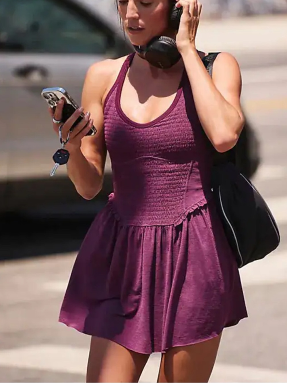 FP MOVEMENT Smockin Hot Skort Dress in Black Cherry